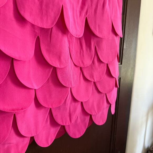 LULU BRAVO | 90s Vintage Hot Pink Silk Scalloped Scales Skirt | Size 6 - Picture 3 of 7